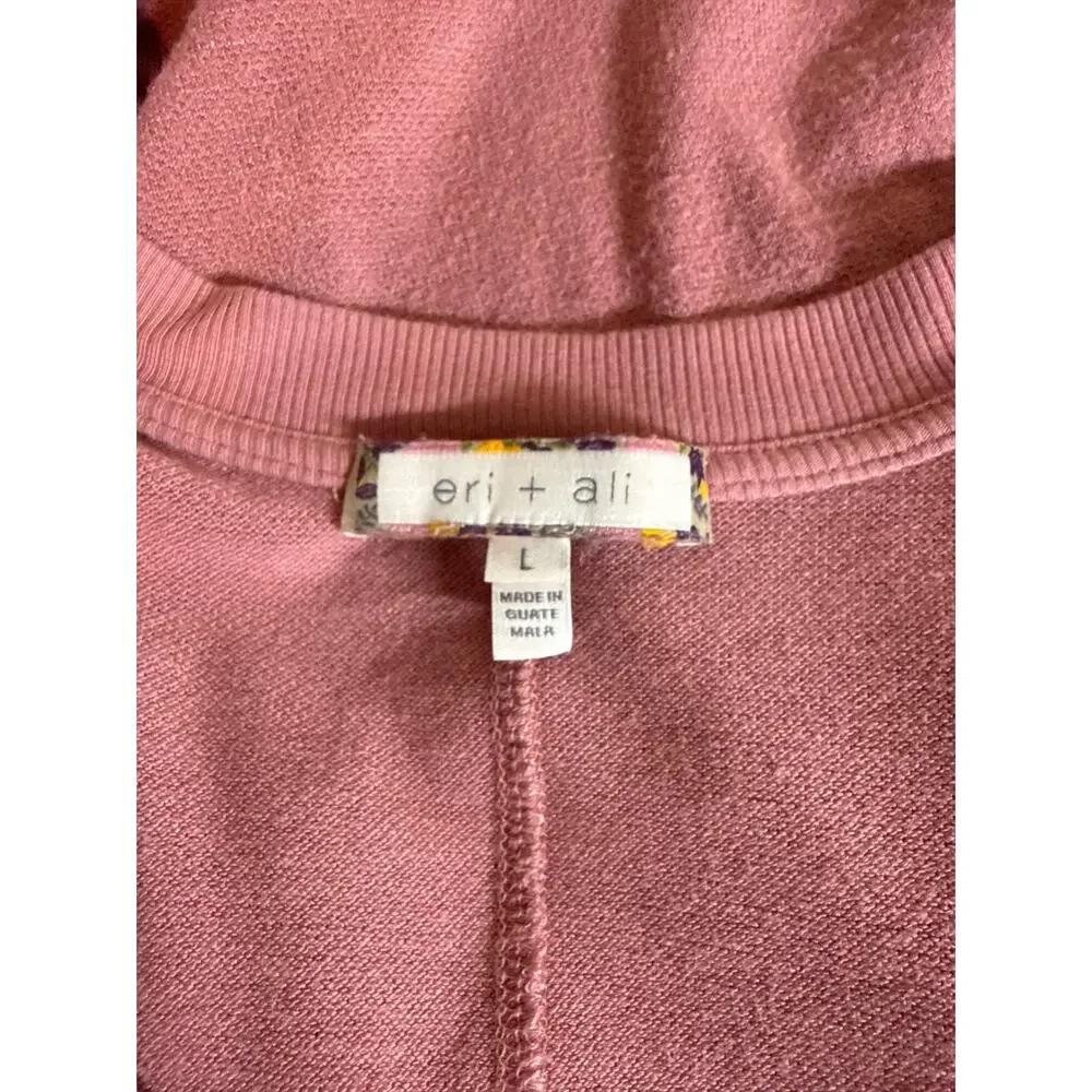 Eri + Ali Anthropologie Dolman V-Neck Tunic Sweater Top Pink L EUC